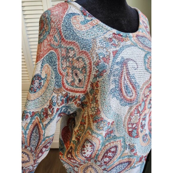 Paisley Sweater | Women's size Large | Colorful Summer Knit | Chico's - Picture 3 of 10